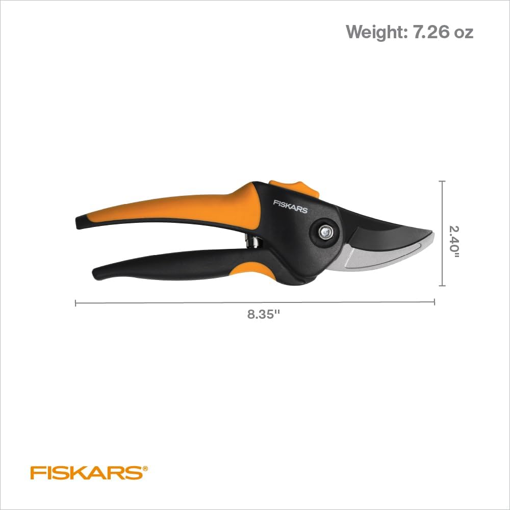 Fiskars SoftGrip Bypass Pruner 5/8" Tree and Branch Cutter - Bypass Pruning Shears and Garden Clippers with Sharp Precision-Ground Steel Blade