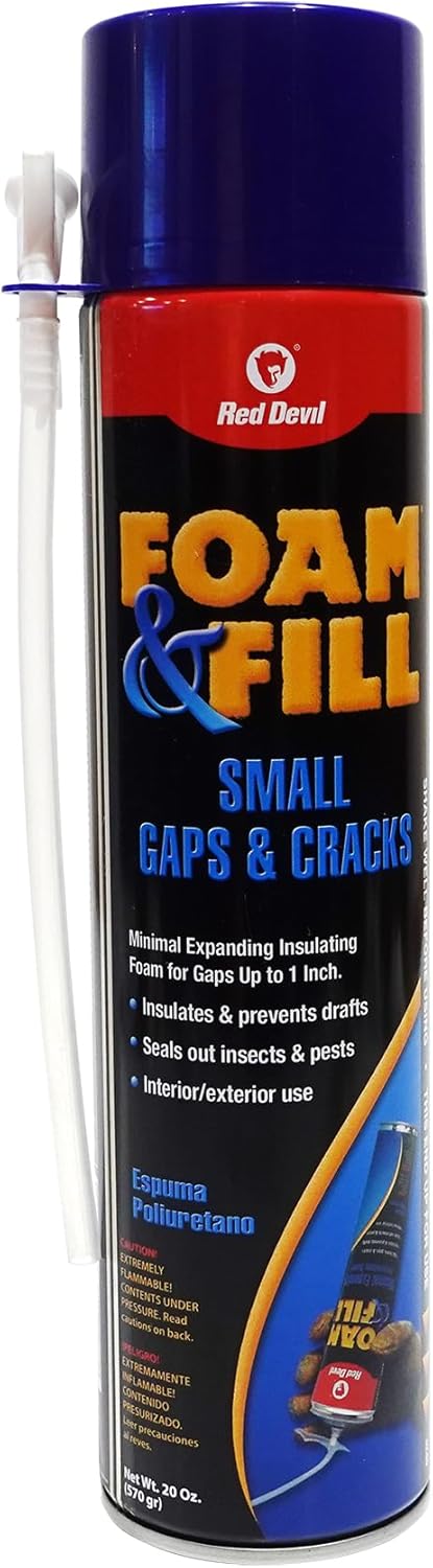 Red Devil 0920 Foam & Fill Small Gaps & Cracks Expanding Polyurethane Sealant, 20 oz, Off-White, Pack of 1