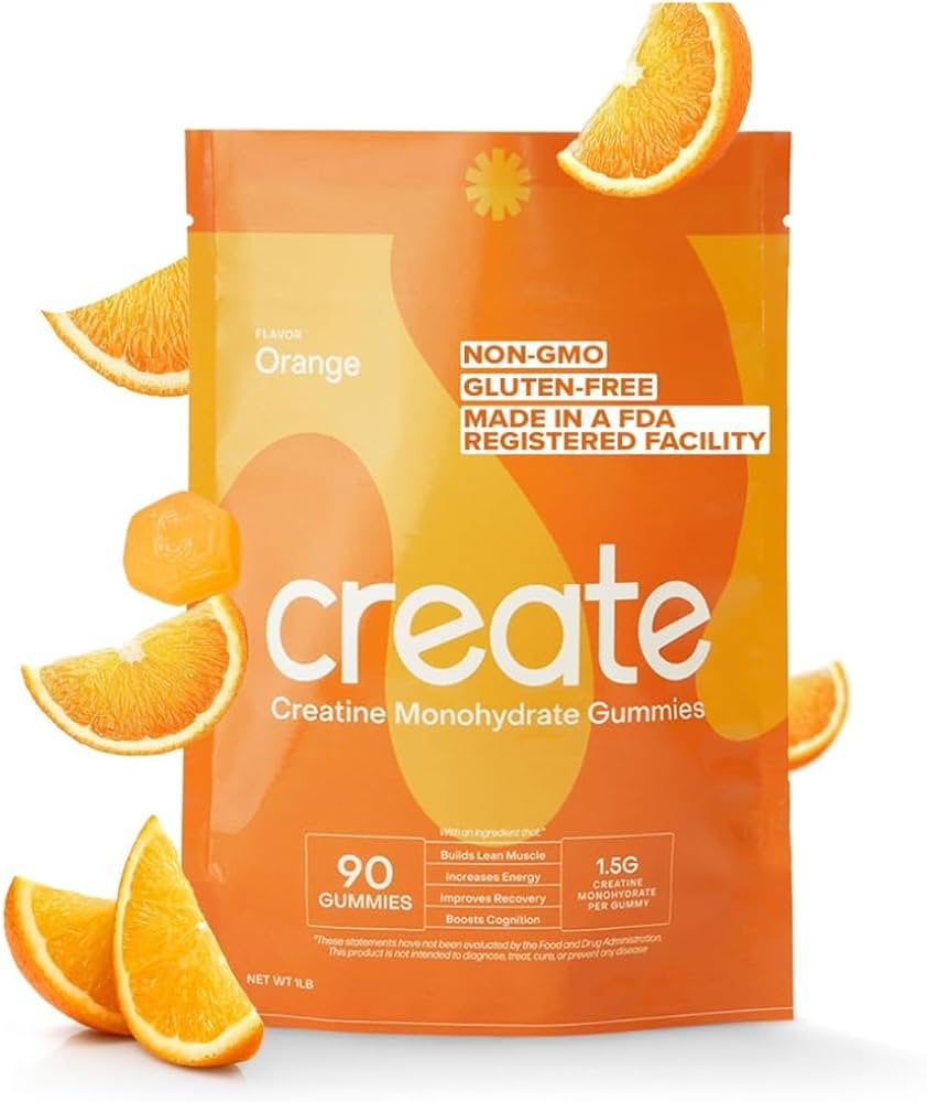 CREATE WELLNESS CREATINE MONOHYDRATE GUMMIES ORANGE FLAVOR NEW SEALED 90 COUNT