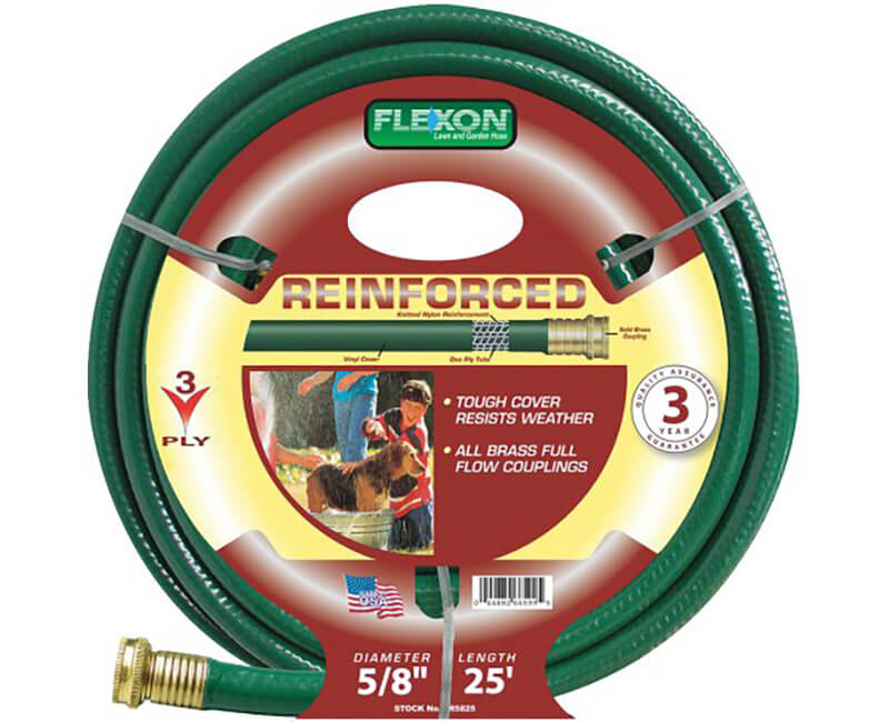 Flexon 5/8-Inch by 25-Foot Reinforced Garden Hose FR5825, 25ft, Green