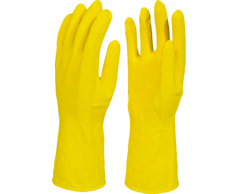 Reusable Rubber Hand Gloves Yellow for Dishwashing Kitchen Cleaning Gardening