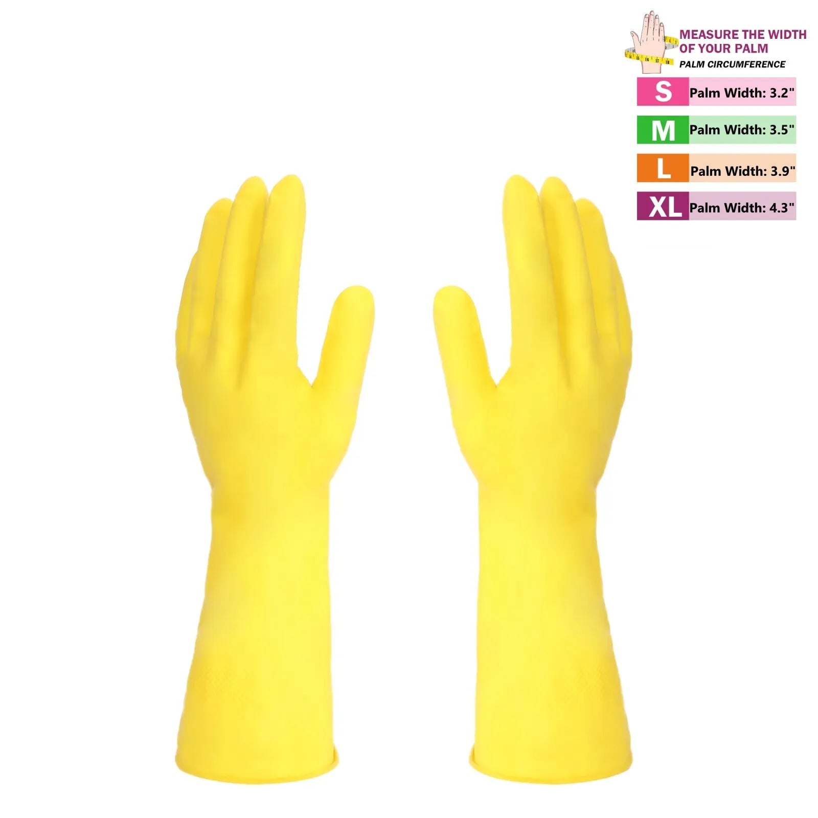 Reusable Rubber Hand Gloves Yellow for Dishwashing Kitchen Cleaning Gardening