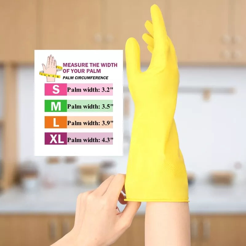 Reusable Rubber Hand Gloves Yellow for Dishwashing Kitchen Cleaning Gardening